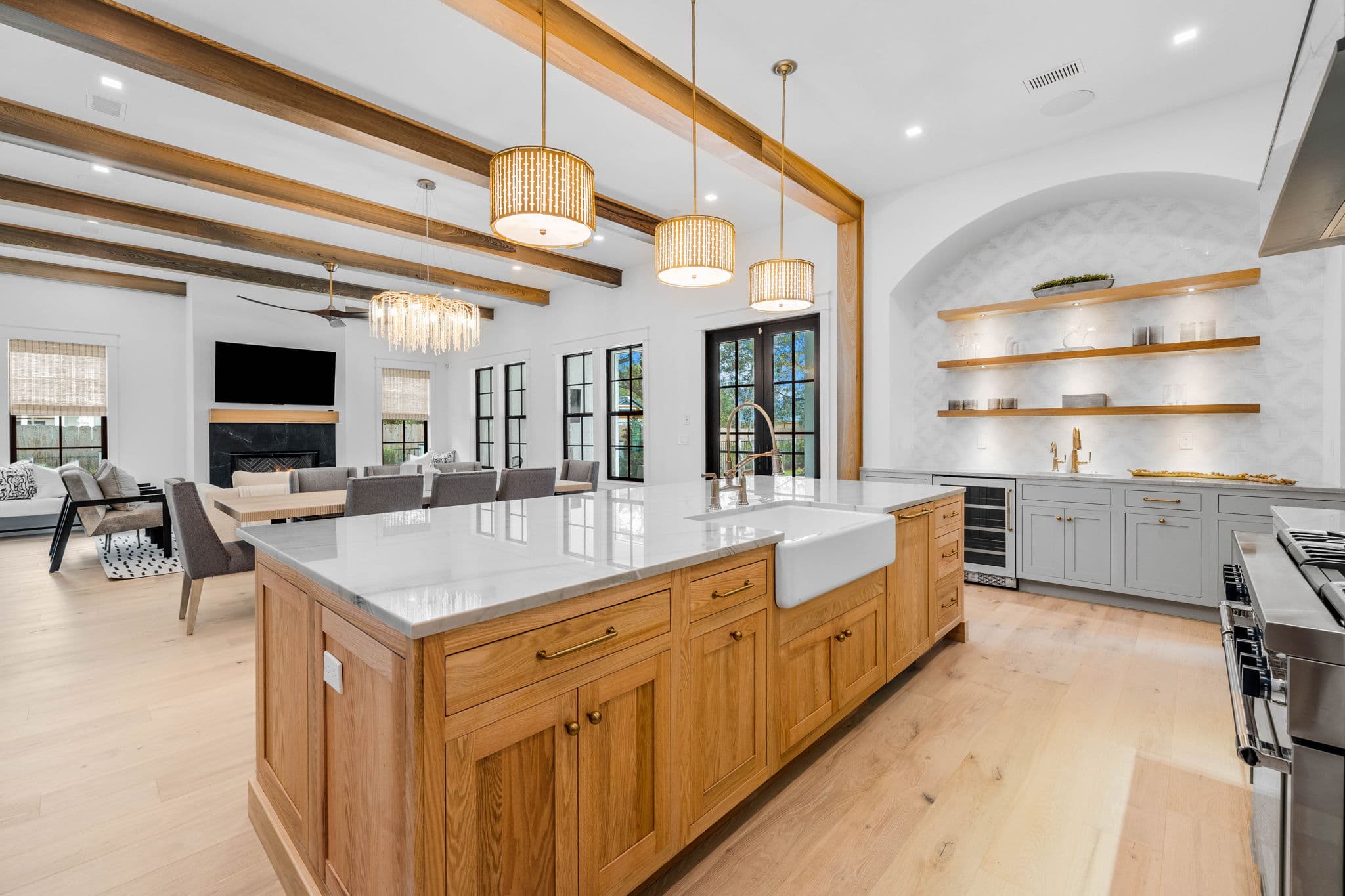 Wide oak kitchen designed around daily use