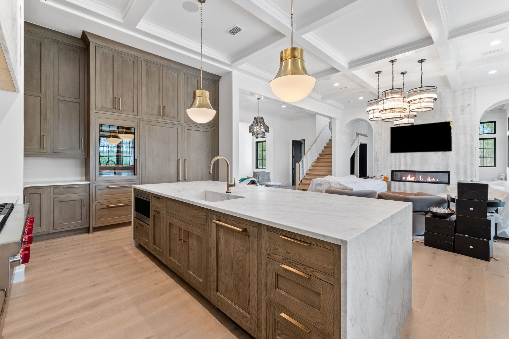 Wide view of a completed BLU Cabinets kitchen